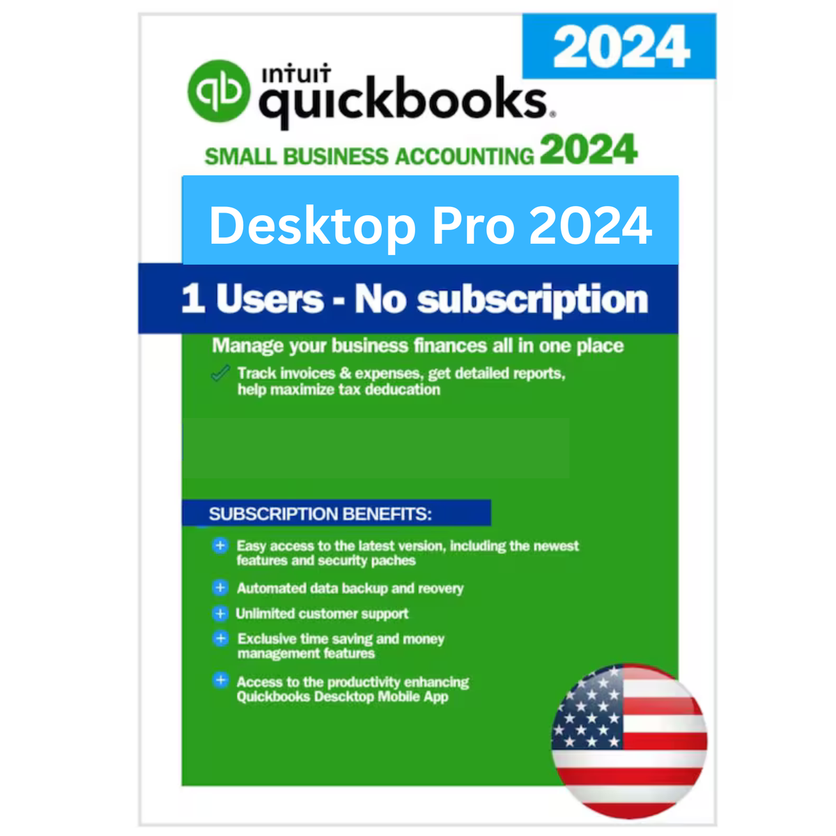 QuickBooks Desktop Pro 2024 USA for Win PC Lifetime