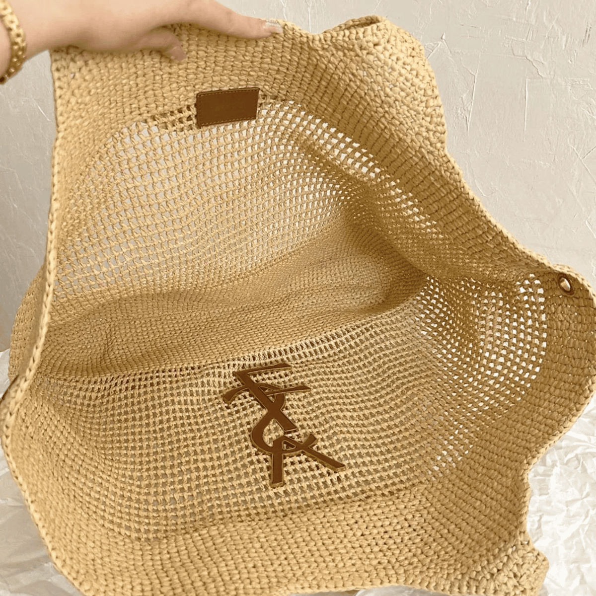 Saint Laurent Icare Maxi crochet raffia shopper