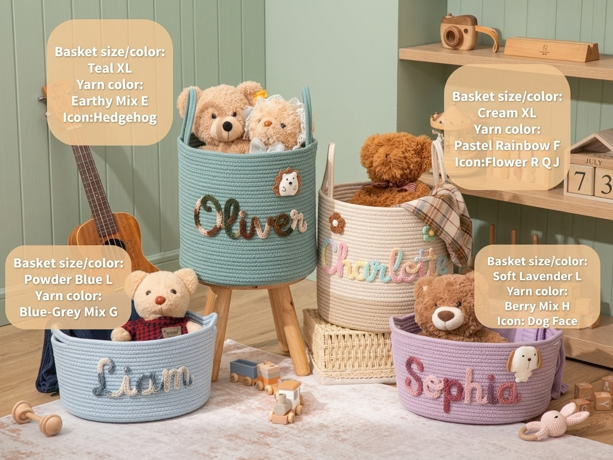 Personalized Baby Gift Basket with Custom Name, Nursery Storage Basket, Toy Organizer, Baby Shower Gift, Newborn Christmas Basket